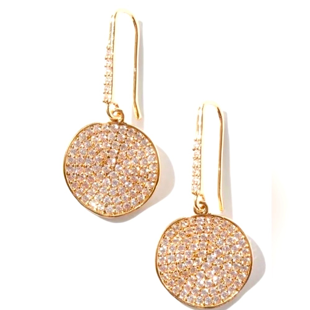 NWT WHBM Gold DISC DROP EARRINGS